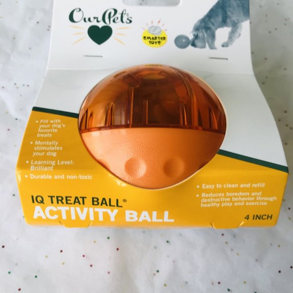 Dog Toy OurPets IQ Treat Ball  Orange Color  Size : 4 inch - Picture 2 of 4